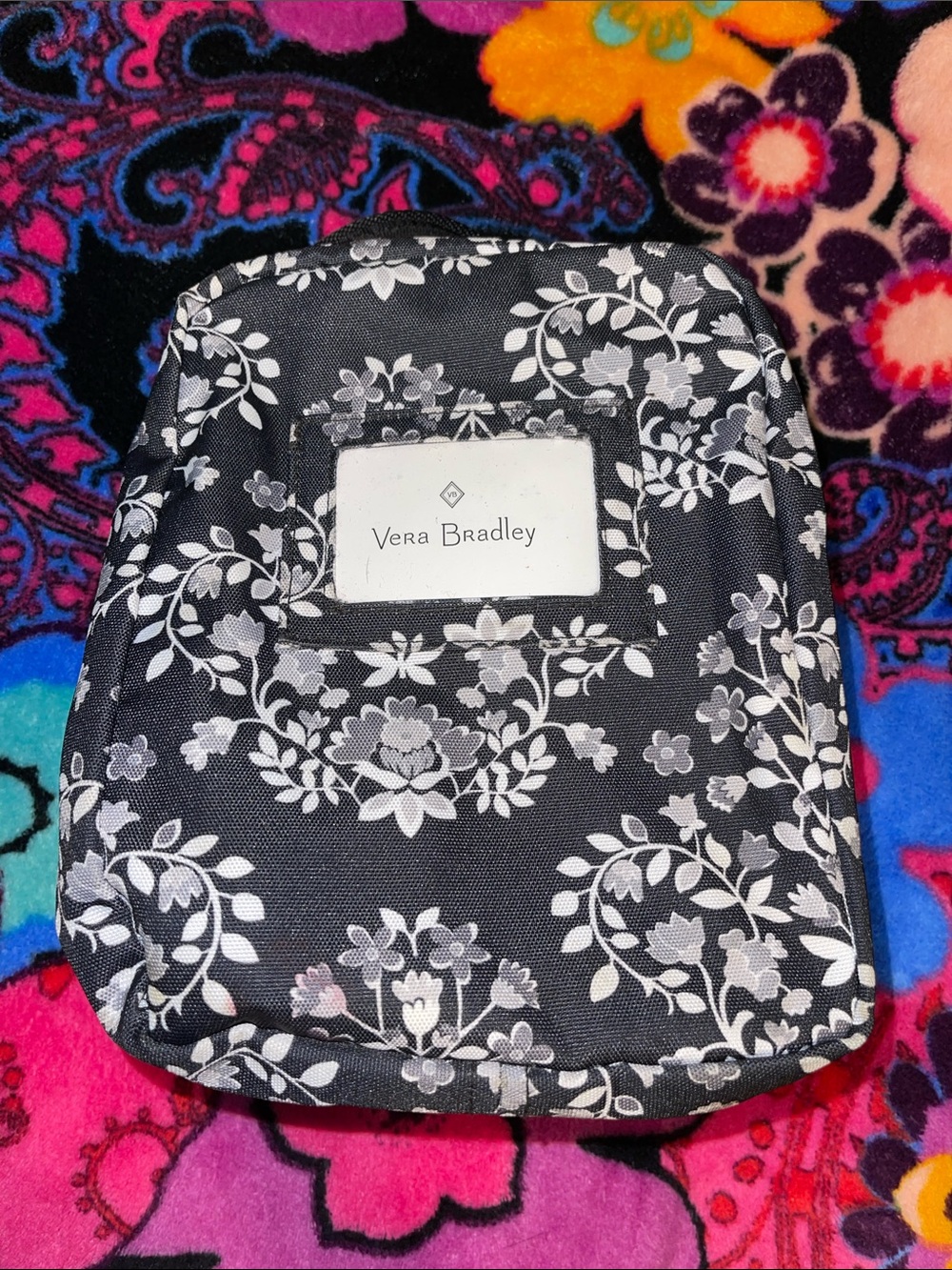 Vera Bradley Black & White Floral Lunch Kit / Cosmetic Pouch